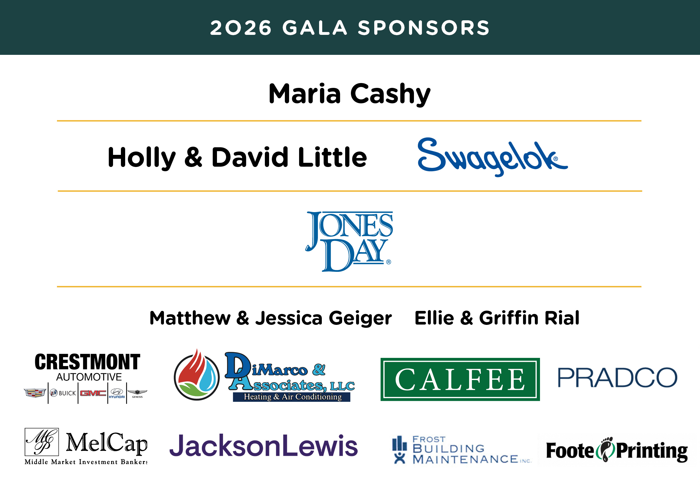 2026 Gala Sponsors